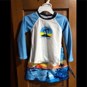 2 piece Infant Boys Wave Zone Swim suit palm tree set